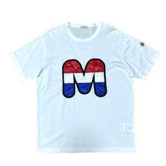 極美品 MONCLER Mロゴ ナイロン S Tシャツ ホワイト 3S140 - メルカリ