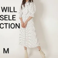 WILLSELECTION  2wayシャーリングワンピース Ｍサイズ ウィルセレクション ホワイト×ドット 七分袖 春夏 ガーリー 上品 細見え スタイルUP 軽やか素材 デート お出かけ 推し活 新品未使用 フェミニン イベント