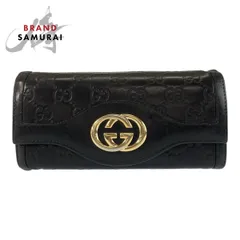 GUCCI グッチ インターロッキング グッチシマ ブラック 黒 ゴールド金具 282431 長財布 ロングウォレット 男女兼用 レディース 600227【中古】