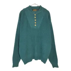 90年代 Eddie Bauer エディーバウアー コットンニットセーター アウトドア グリーン(メンズ M)中古 古着 X6670