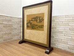 透かし彫(両面)自然素材の衝立 パーテーション 竹と雀が涼しそうで希少