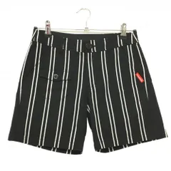 【超美品】ルコックゴルフ ショートパンツ 黒×白 ストライプ ストレッチ レディース 7 ゴルフウェア le coq sportif