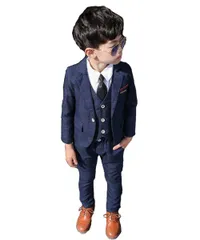 5点セット フォーマルスーツ 男の子 小学生 セットアップ ジャケット シャツ パンツ スーツ ネクタイ ベスト チェック柄 紳士服 タキシードキッズ [RongFa] 七五三 入学式 誕生日 入園式