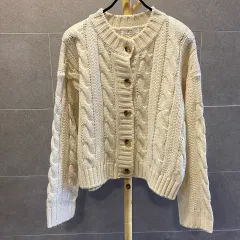 (F 77) 新品 ケーブル 編み カーディガン
