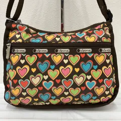 810　LeSportsac　レスポートサック　クラシックホーボー　ハート柄　ブラウン系　マルチカラー　ショルダーバッグ　ナイロン　軽量