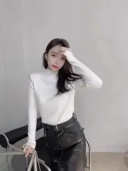 新品 ハイネック ニット 長袖 スーツ インナー ラウンド アイボリー 白 セーター