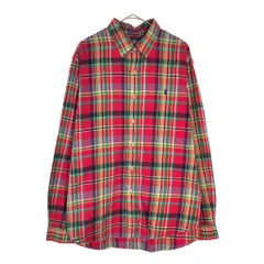 RALPH LAUREN ラルフローレン ボタンダウン 長袖シャツ チェック レッド(メンズ XL)中古 古着 X6691