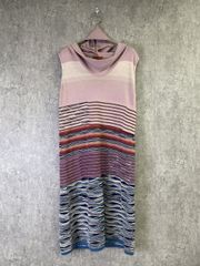 MISSONI マルチカラー ボーダー シルク混 ニットワンピース 44 - メルカリ