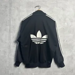 80s~90s adidas バックトレフォイル 刺繍ロゴ 万国旗タグ トラックジャケット ブラック
