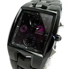 セイコー SEIKO ワイアード WIRED クロノグラフ メンズ 黒 紫 7T92-0KF0 時計 ブラック パープル クォーツ 稼動品