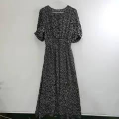 ヴィンテージ・コテージ・バルーン・フラワー・ロング丈ワンピース M