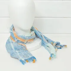 玉木新雌 roots shawl コットン ストール S ブルー オレンジ tamaki niime｜9e2820*Aのサムネイル