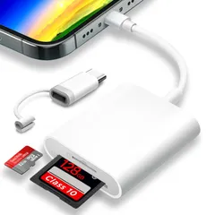 【数量限定】Iphoneカメラリーダー SDカードカメラアダプタ 2in1 i-Padメモリカードリーダー 変換アダプタ SD TFカード3in1 Type iOS最新対応 C to HDMI アダプター SDカードリーダー switch テレビ出力 MacB