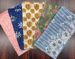 インド綿 マルチクロス 5枚セット 約50cm コットン100% 大判 ハンカチ お弁当包み ナチュラル G