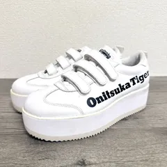 オニツカタイガー Onitsuka Tiger DELEGATION CHUNK デレゲーションチャンク 1182A207 厚底 ベルクロ スニーカー 24.5cm 白×黒 モノトーン レディース