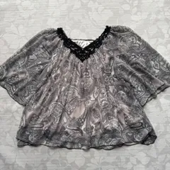 【Lassby】ペイズリー柄 Vネックレース ドルマンスリーブブラウス Lサイズ