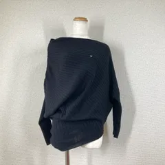 美品 アーノルドパーマー 変形 ニット 2 M 黒 ロングリブ ウール 裾アシンメトリー Arnold Palmer モード セーター レディース