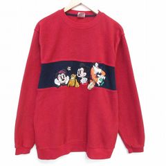 N138−1◯ Disney ミッキー刺繍 レッド トレーナー U.S.A - メルカリ