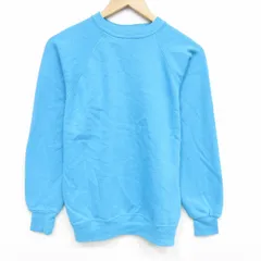 S/古着 長袖 スウェット メンズ 80年代 80s 無地ラグラン クルーネック USA製 水色 26mar02