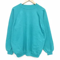 XL/古着 ヘインズ 長袖 スウェット メンズ 90年代 90s 無地 ラグラン クルーネック USA製 緑 26mar02