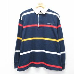 oldadidas ラガーシャツ 長袖 ネイビー レッド - メルカリ