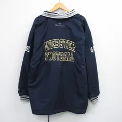 XL/古着 チャンピオン champion 長袖 ナイロン ジャケット メンズ 00年代 00s WEBSTER フットボール 刺繍 大きいサイズ ロング丈 紺 内側キルティング 26mar02
