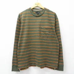 XL/古着 バナナリパブリック 長袖 Tシャツ メンズ 胸ポケット付き コットン クルーネック 緑系他 ボーダー【spe】 26mar02