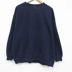 XL/古着 ラッセル 長袖 スウェット メンズ 無地 大きいサイズ クルーネック 薄紺【spe】 26mar03