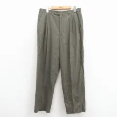 W34/古着 スラックス パンツ メンズ 80年代 80s ウール USA製 緑 26mar03