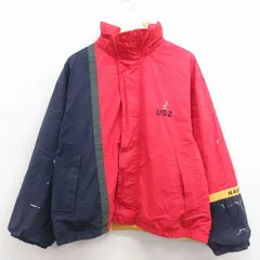 XL/古着 ノーティカ 長袖 ブランド ジャケット メンズ 90年代 90s ワンポイントロゴ マルチカラー リバーシブル 赤他 26mar03