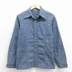 XS/古着 長袖 シャツ ジャケット メンズ 80年代 80s 紺 26mar03
