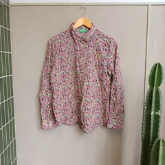 ★色の魔術師★UNITED COLORS OF BENETTON ユナイテッドカラーズオブベネトン  リネン花柄総柄長袖シャツ 【M】のサムネイル