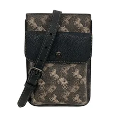 COACH(コーチ) ショルダーバッグ - ダークブラウン×黒×ベージュ スマホショルダー レザー