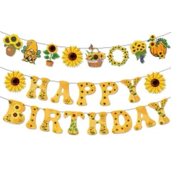 【新着商品】壁掛け装飾 レターバナー バースデー飾り BIRTHDAY HAPPY 吊り下げ ガーランド デコレーション ひまわり 写真撮影道具 夏 パーティー おしゃれ 記念日 飾り付けセット お祝い 誕生日 ベビーシャワー用 siawadeky