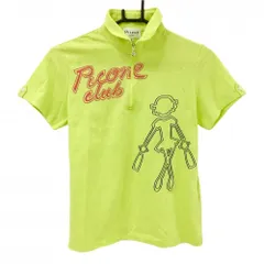 【美品】ピッコーネ 半袖ハイネックシャツ イエローグリーン系×ピンク×黒  レディース Ⅱ(L) ゴルフウェア PICONEのサムネイル