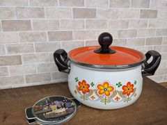 丸菱 マルビシ ホーロー フィオーレ 両手鍋 花柄 昭和レトロ レトロ