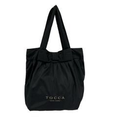 新品TOCCA フリル付き エコバッグ ネイビー サブバッグ トートバッグ 