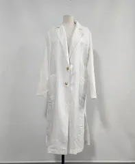 0606 タシ NEW YORK オーバーサイズ 白 ロング コートリネン ブレンド ジャケットタイプ S