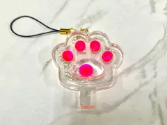 ハンドメイド    レジン製ネコの手    シャカシャカストラップ