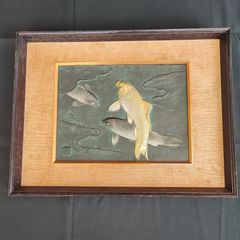 大門玉山 作】彫漆 鯉 額装 漆芸 一級技能士 漆工芸 62cm - メルカリ