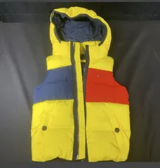 (4)H21【使用感少なめ】TOMMY HILFIGER トミーヒルフィガー ダウンベスト 黄色 イエロー キッズ
