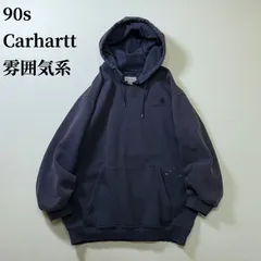 90s Carhartt　雰囲気系　フェード　カットオフ　フーディー　パーカー　カーハート　ネイビー　L 古着
