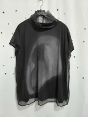 LIE SANGBONG ブラック シースルー 半袖 タートルネック Tシャツ 95