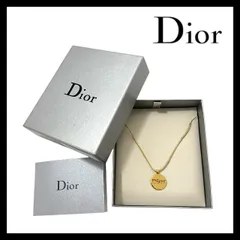 【Dior】ロゴ プレート ネックレス ゴールド/金 カラー サークル ラウンド ペンダント ヴィンテージ Christian Dior/クリスチャンディオール (SER-7471)