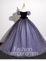 レディース ロングドレス オフショルダー パフスリーブ 2WAY ボリュームスカート 声楽試験 司会 演奏会 発表会 ステージ イブニングドレス 演出ドレス 上品 華やか 高級感 エレガント 主役映え きれいめ 特別な日 ロング丈 美シルエット S-2XL