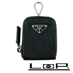 プラダ ■新同■ トライアングルロゴ バッグ チャーム ミニ ポーチ カラビナ付 サフィアーノ ブラック 【575211】8