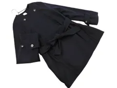 green label relaxing グリーンレーベルリラクシング ユナイテッドアローズ ウール100% ウエストリボン ノーカラー コート 紺 ◇■ レディース