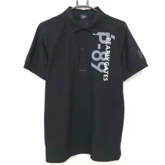 【超美品】パーリーゲイツ 半袖ポロシャツ 黒 左肩ロゴグレー  メンズ 5(L) ゴルフウェア PEARLY GATES