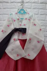 47 オーバーサイズ 大きいチマチョゴリ 花 手刺繍 レディース チマチョゴリ レディース 99 (2XL) キー 150-160