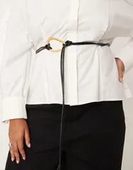 エイソス レディース アクセサリー ベルト ASOS Curve ASOS DESIGN Curve waist and hip belt with hammered loop through desのサムネイル